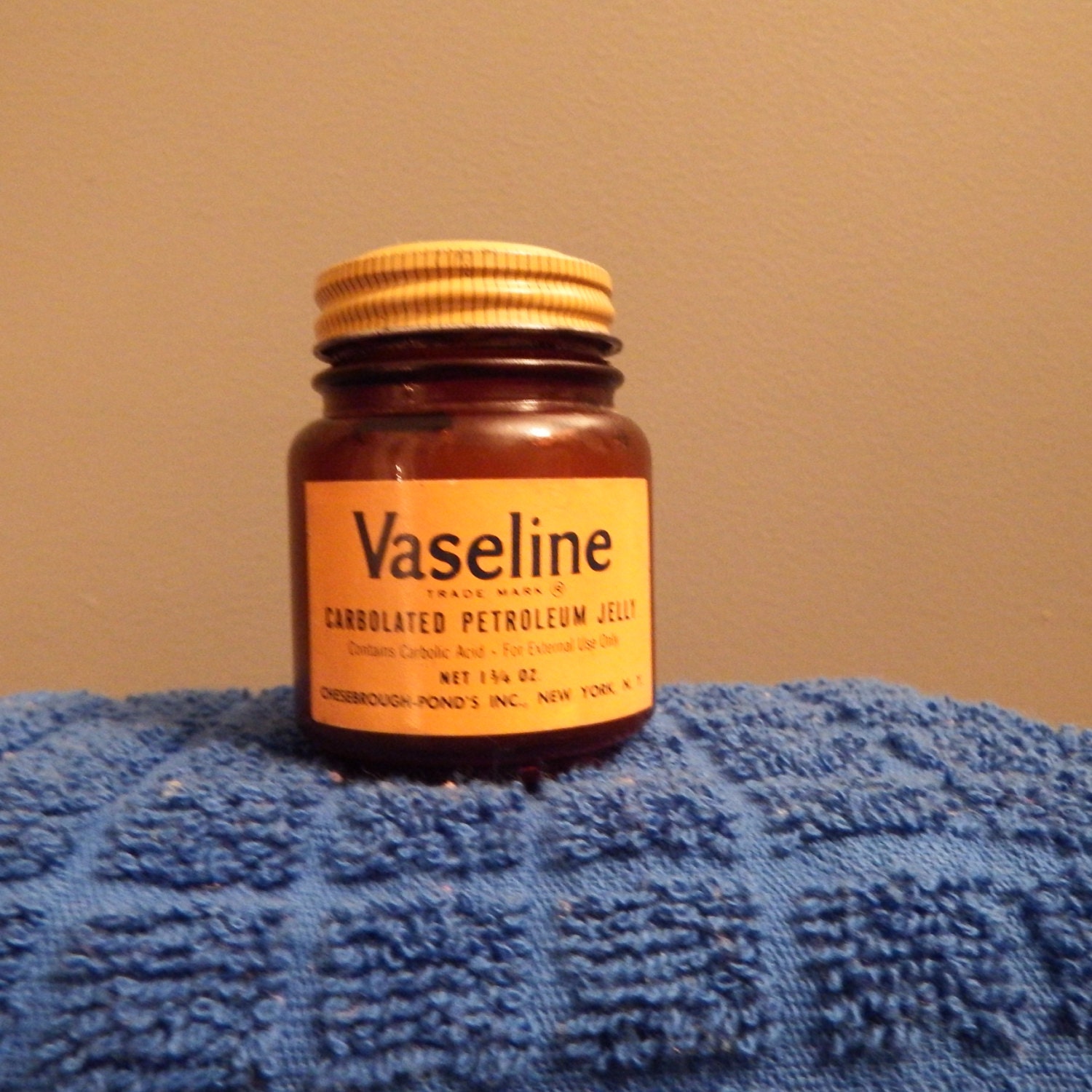 Vintage Brown Vaseline Jar Carbolated Vaseline Jar