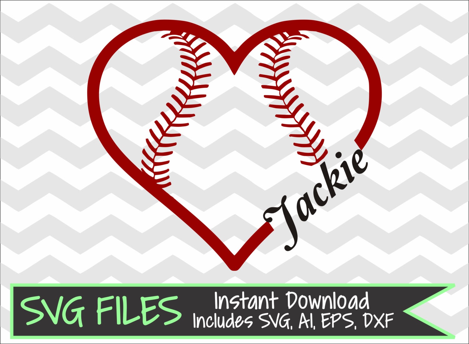 Download Baseball/Softball Heart with Name Space for Monogram by ...
