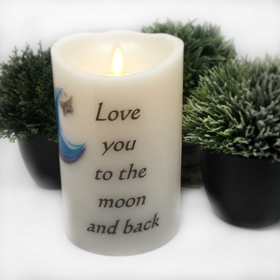 Flameless Candle LED Candle Love You To The Moon And Back Pillar