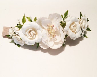 Flower Crown Headband, Newborn Flower Headband, Toddler Flower Headband, Baby Flower Headband, Photo Prop, Flower Girl, Baptism