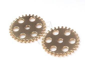 PDT-299-MG/5Pcs-Cogwheel Watch Gear Pendant/ 25mm x 25mm / Matte Gold Plated over brass