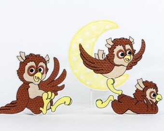 Embroidery patterns OWL - set of 3