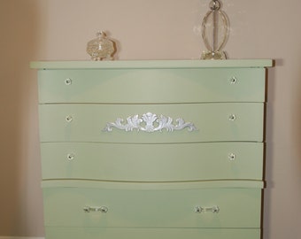 Painted Vintage Dresser in Upper Canada Fusion Mineral Paint, Real Crystal Hardware