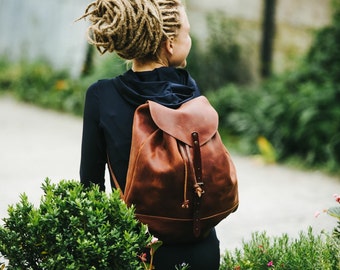 Leather backpack Woman backpack Ladies backpack Backpac by Kruk Garage Women's daily pack Small backpack FREE shipping FREE PERSONALIZATION