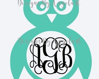 Cute Owl Monogram SVG Digital cutting file Instant Download - Use on your cutting machine Vector File Hoot Svg DxF Eps PNG