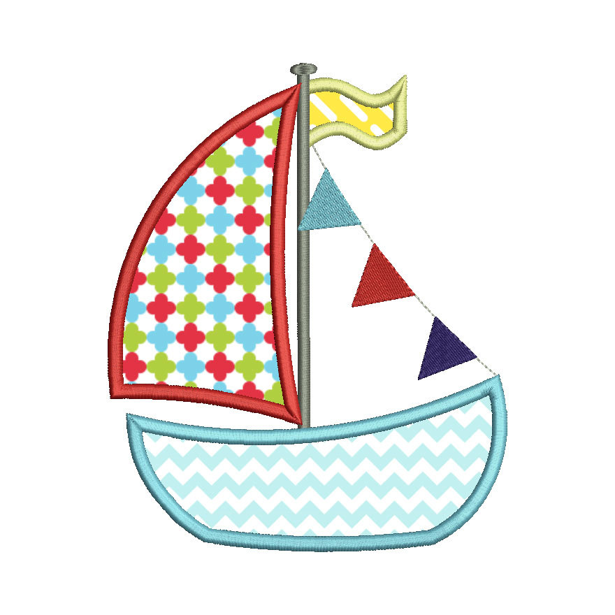 sail boat nautical embroidery design fill instant download