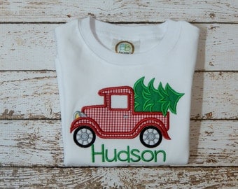 BOY'S CHRISTMAS SHIRT, Boy's shirt with Christmas tree; Boy's personalized Christmas shirt; Boy's Christmas; ships 3-5 days