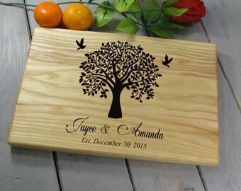 Couple Cutting Board, Wedding Gift Cutting Board Personalized Wedding Gift, Cutting Board Family Tree, Wedding Tree Personalized