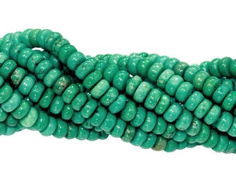 15 IN Strand 4x3 mm Turquoise Magnesite Rondelle Smooth Gemstone Beads (TU100111)
