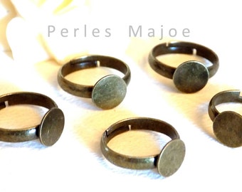 Lot de 5 supports de bague pour enfant couleur bronze dimensions anneau 14 mm