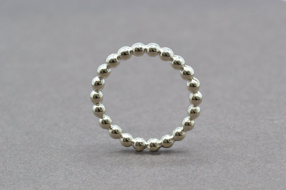 Sterling Silver Bead Stacking Rings, Silver Bead Ring, Round Dot Ring, Stacking Ring, Beaded Ring, Minimalist Ring, Minimal Stacking Ring