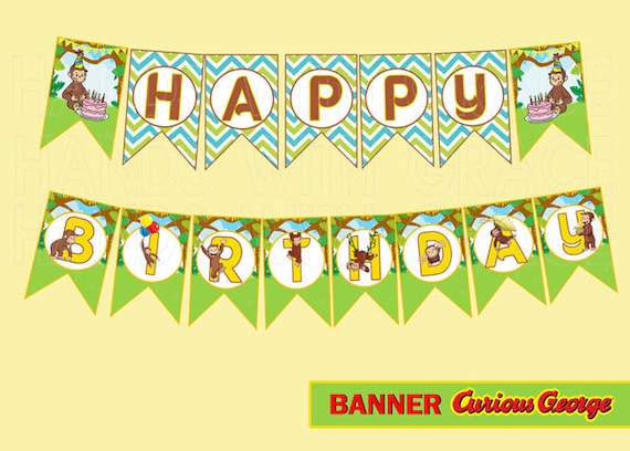 Printable Banner Curious George Party By HandswithGrace On Etsy