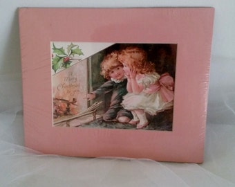 Victorian Christmas Print//Vintage Holiday Print//Matted Print