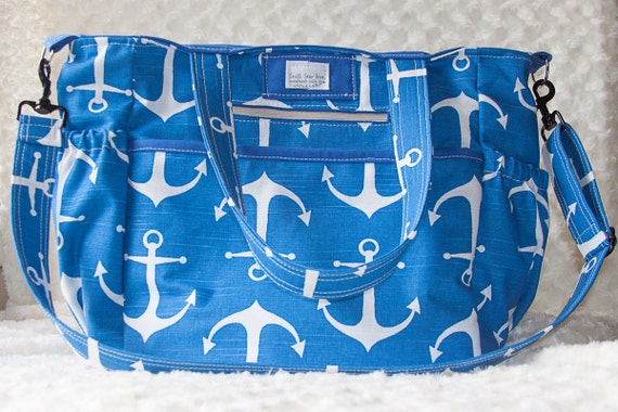 XL Diaper Bag Stroller Bag Nautical Diaper Bag Tote Bag