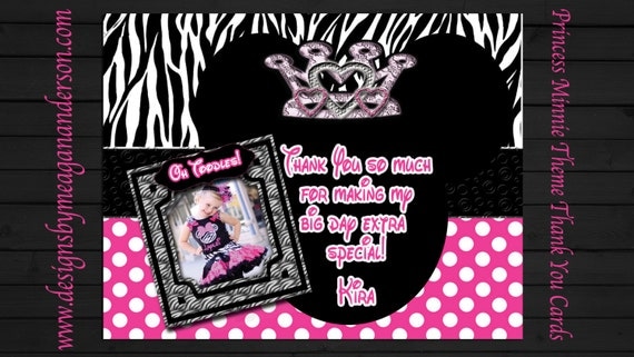 Items similar to Princess Minnie Mouse Thank You Cards on Etsy