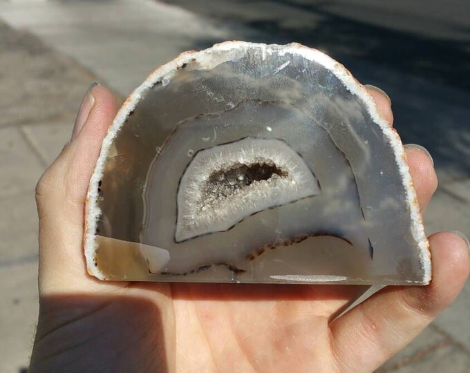 Agate Geode- Freestanding from Brazil- Office Decor \ Reiki \ Home Decor \ Healing Stones \ Agate Geode \ Agate \ Geode \ Agate Bookend