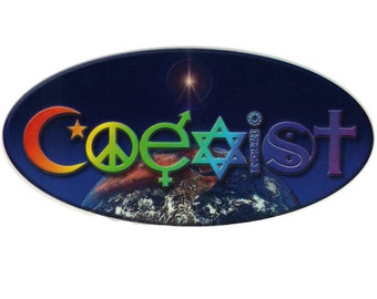 Coexist Symbols Original Reflective Oval by PeacemongerEtsyStore