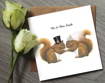Unique Wedding Card - Squirrel Gifts - Squirrel Art - Funny Wedding Cards - Funny Wedding Gifts - Red Squirrel - Funny Cards - Squirrel