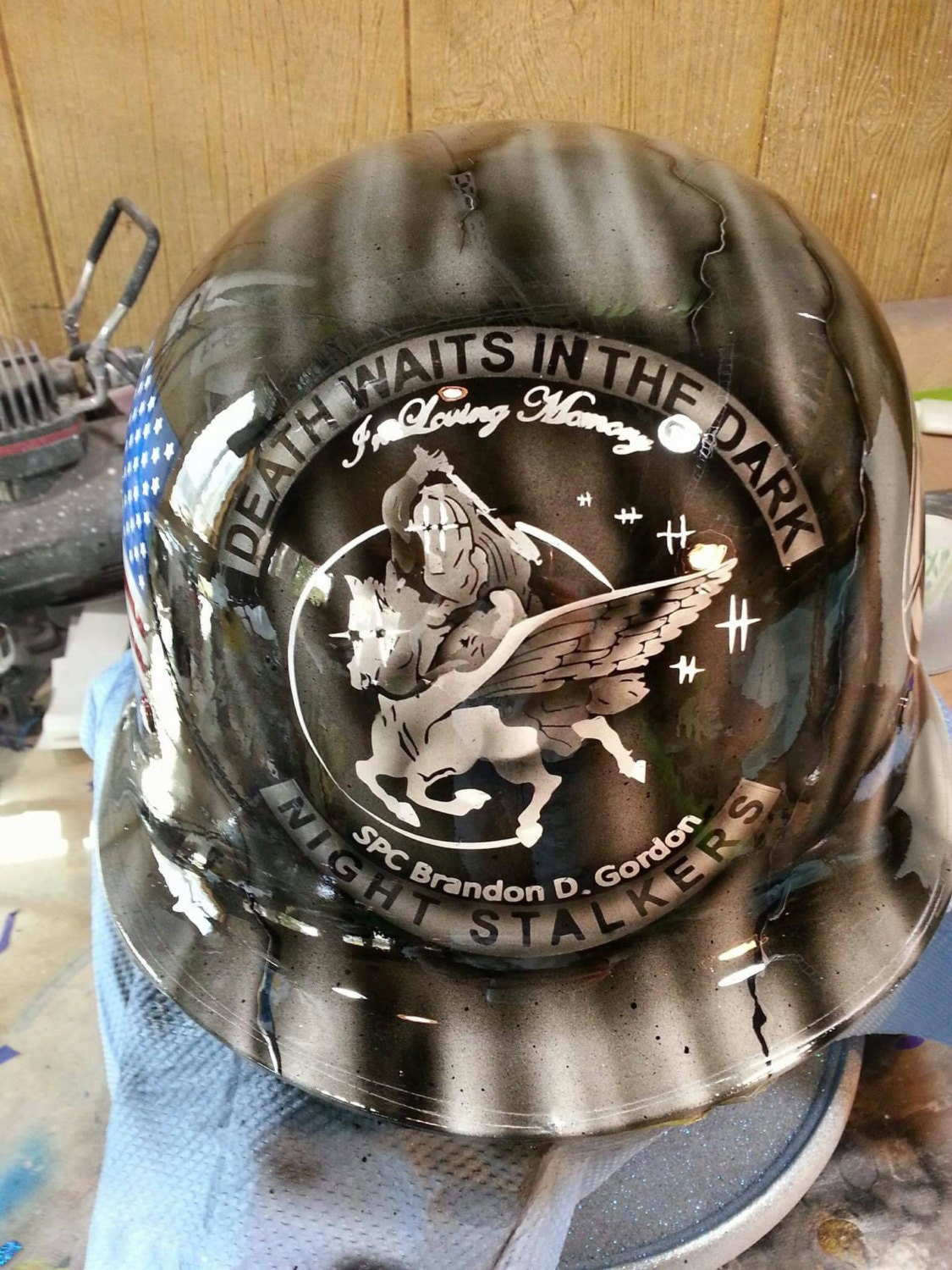 Custom Harley  Davidson  military  helmet with military  police