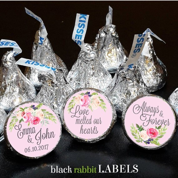 108 Hershey Kiss® Stickers Wedding Shower Favors Pink Roses