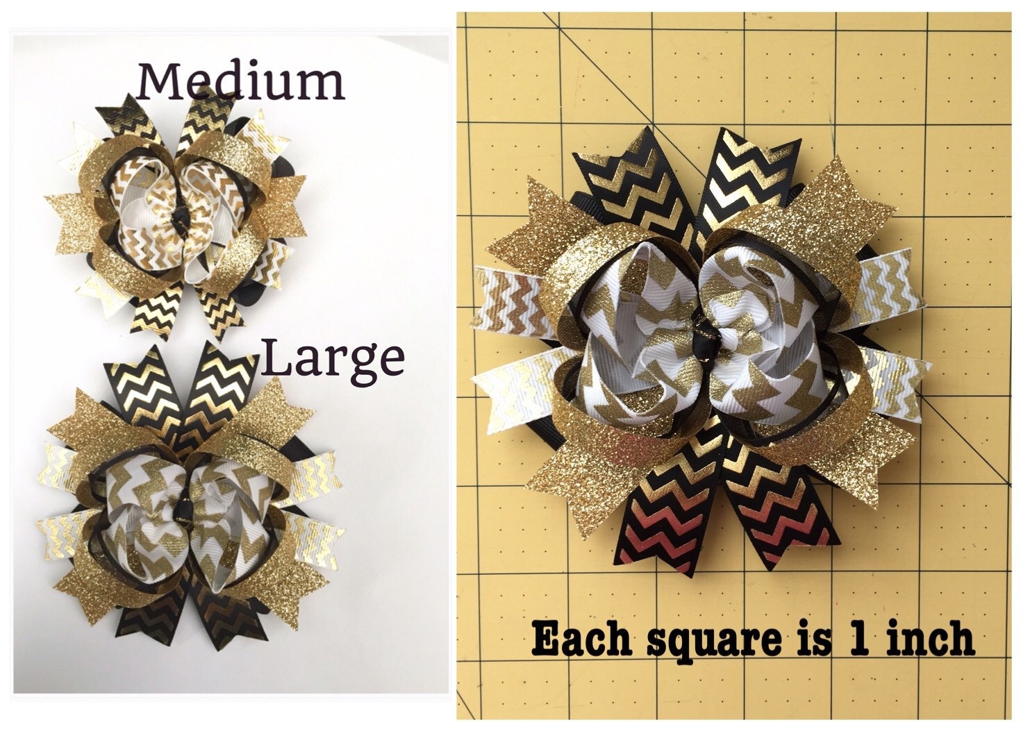 Black and gold hair bowgold black white hair bowblack white