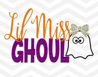 Ghost SVG File, Halloween File, Little Miss Ghost, Ghoul, Trick Or Treat, Halloween Cut File, Cricut, Silhouette, Trick or Treat File, Girl
