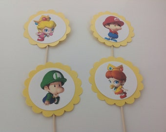 12 Baby Mario Brothers cupcake toppers, or Baby Luigi