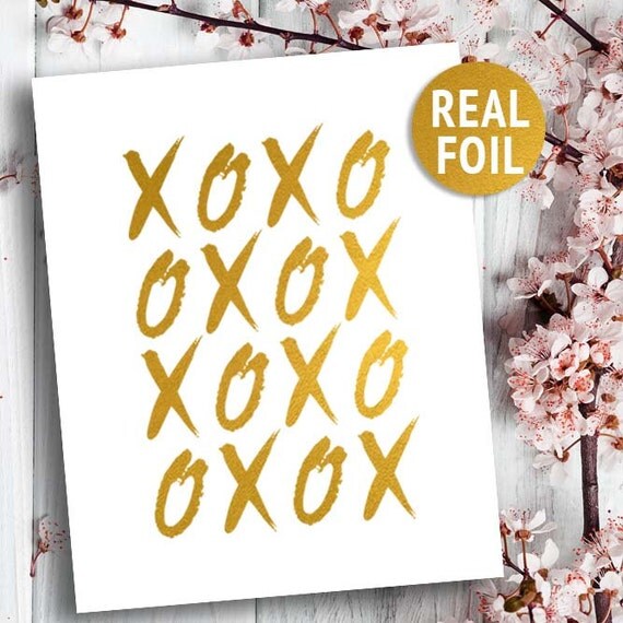 Gold Foil Print XOXO Wall Decor XO Art Print by saltstudioprints