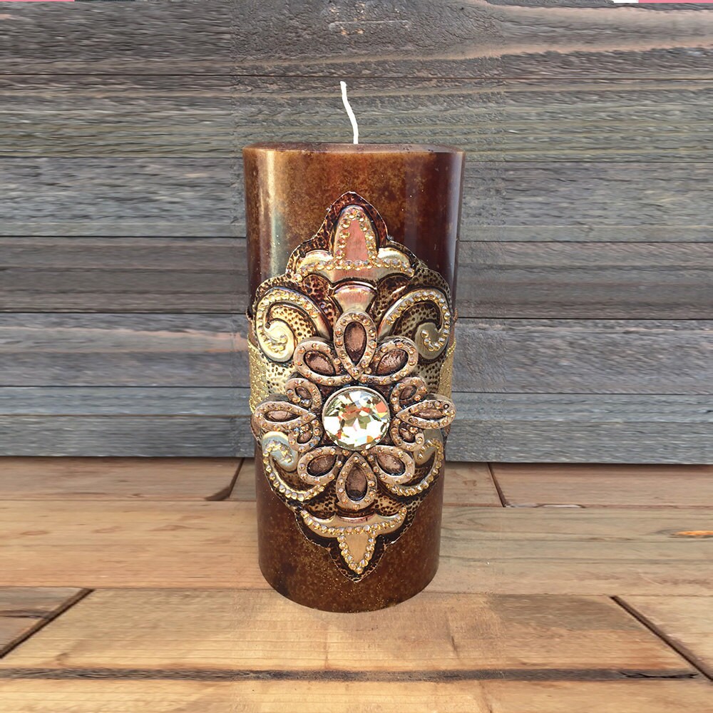 Luxury Pillar Candle Swarovski Embellishment Candle