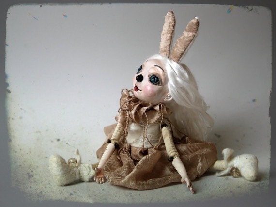 Christmas Art Doll Gift/ Doll Rabbit/ Clay Art Dolls/ Christmas Gift Rabbit Art Doll/ Christmas Home Decor Sculpture/ Christmas Decoration