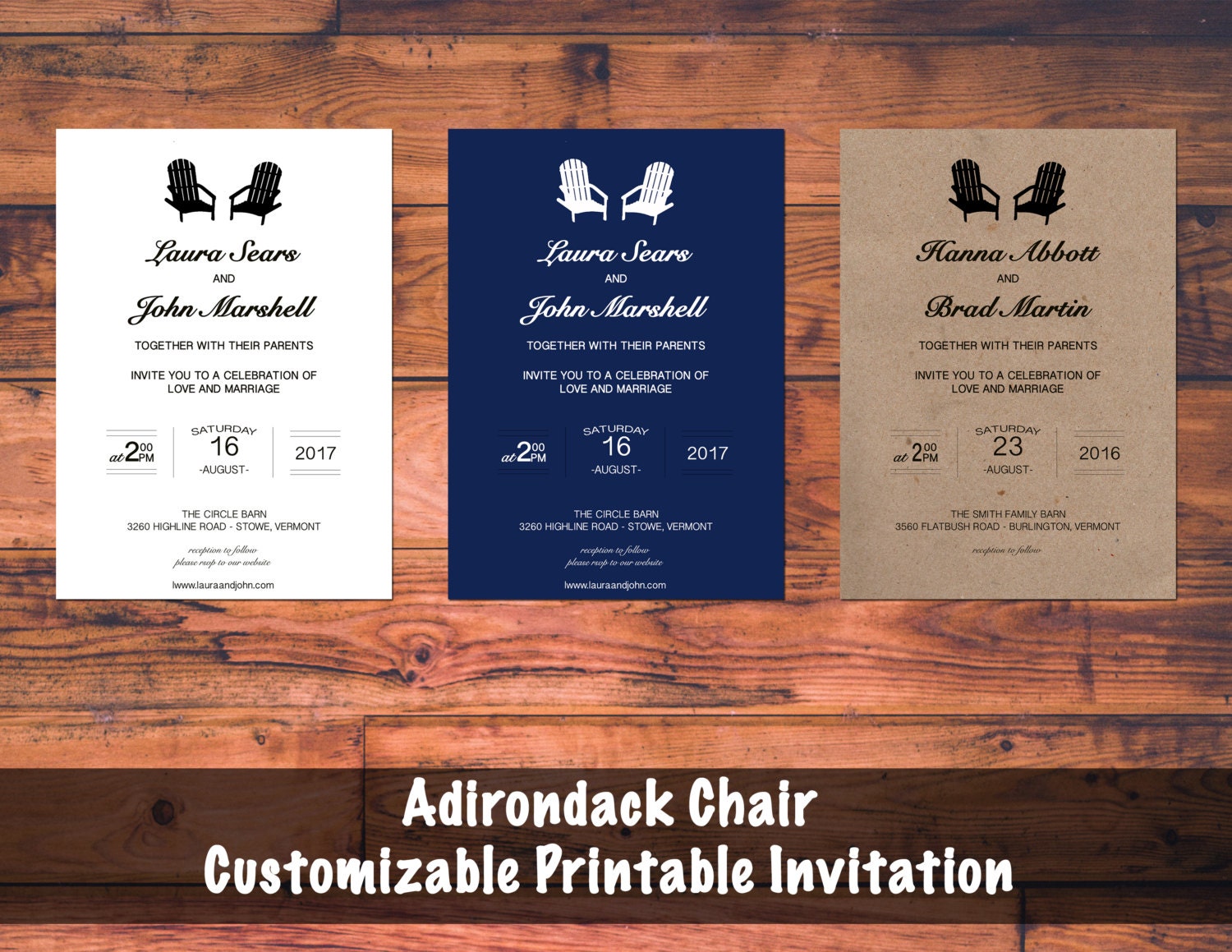 Personalized and Customizable Adirondack Chair Invitation