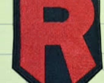 Team Rocket R Logo Patch Pokemon Embroidered Iron on Badge Applique Costume Retro Cosplay Prepare for Trouble Jessie James Giovanni Jacket