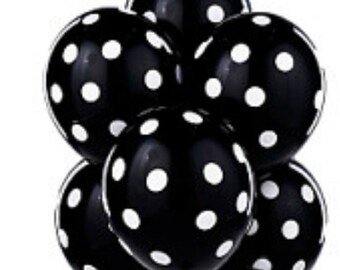 12 Black polka dot balloons 11" Latex Balloons Minnie Mouse Party Decorations Favors Balloon Centerpiece
