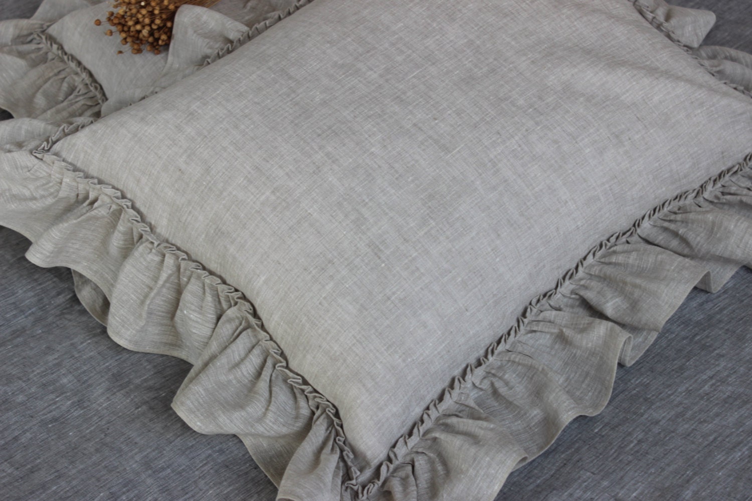 100 Natural Linen Pillowcase Pillow Sham by