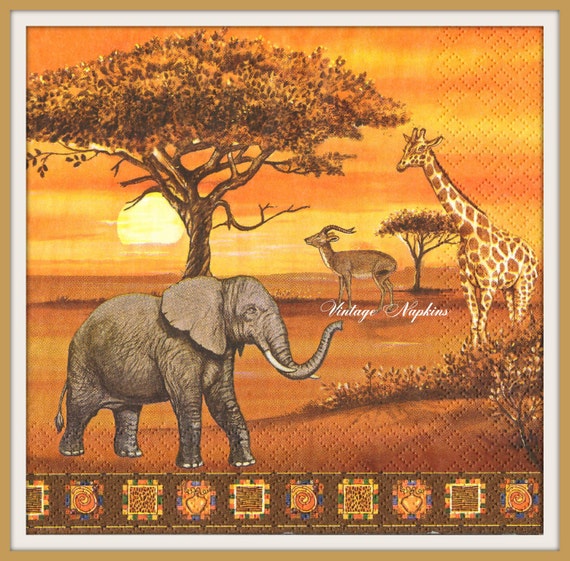 Items similar to SALE *** TWO Paper napkins for DECOUPAGE African