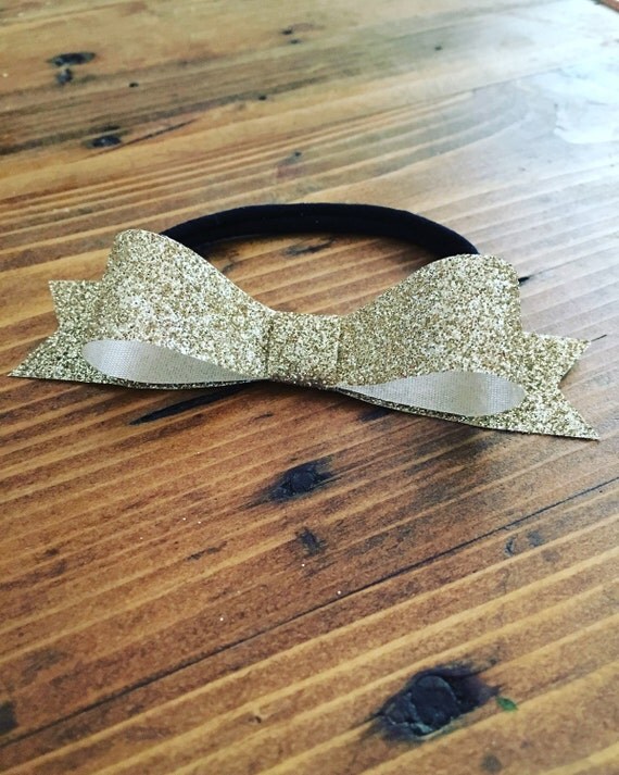 Gold Bow Headband Glitter Gold Bow Baby Gold by HaidlesBoutique