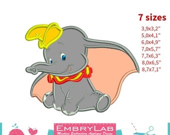 Applique Dumbo Baby Elephant. Machine Embroidery Applique Design. Instant Digital Download (16271)