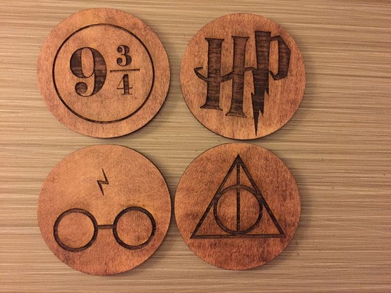 Harry Potter Symbols Wood Coasters