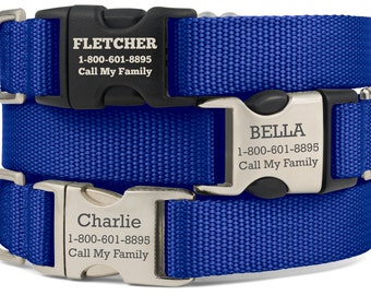 Personalized Dog Collar, Custom Dog Collar, Engraved Dog Collar, Custom Dog ID Tag, Custom Dog Tag, Dog Presents, Dog Accessories, Blue