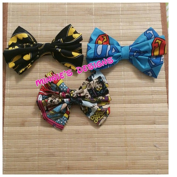 Superhero bows Superhero Sale Set 3 bows Batman Wonder