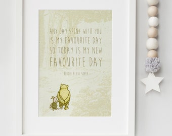 Personalised New Baby/Child Boy/Girl Winnie The Pooh Quote Nursery Birth Name Print Keepsake Picture Christening Gift