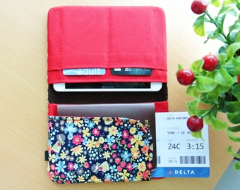 Floral Garden Passport Wallet, Fabric Travel Wallet, Travel Document Holder, Family Passport Holder, Gift for Her - Made to Order