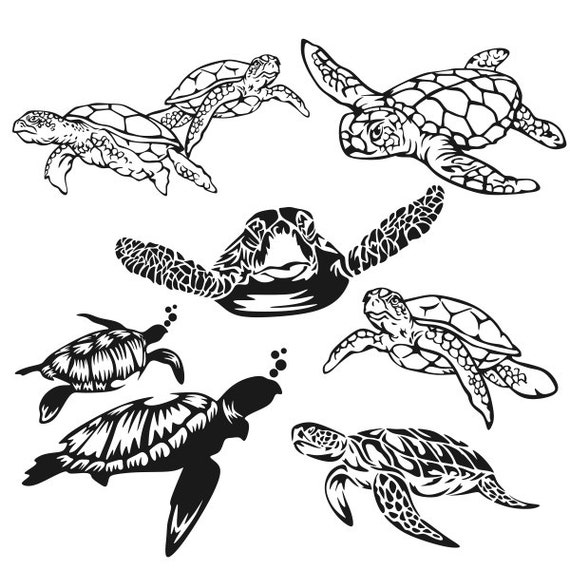 Sea Turtle Cuttable Design SVG DXF EPS use with Silhouette