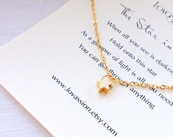 Star Necklace, tiny star necklace, gold star necklace, dainty, inspirational, necklace, gold, star