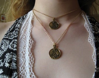 Silver and gold coin necklace Clearance
