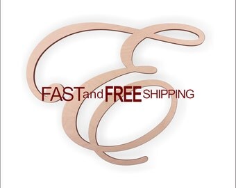 Cursive Wooden Letter "E", Unfinished, Unpainted -- Perfect for Crafts, DIY, Nursery, Kids Rooms, Weddings – Sizes 1" to 36"