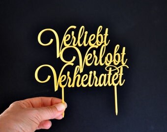 cake topper, Verliebt Verlobt Verheratet, Hochzeit, gold Wedding Cake Topper, Gold Wedding Cake Toppers