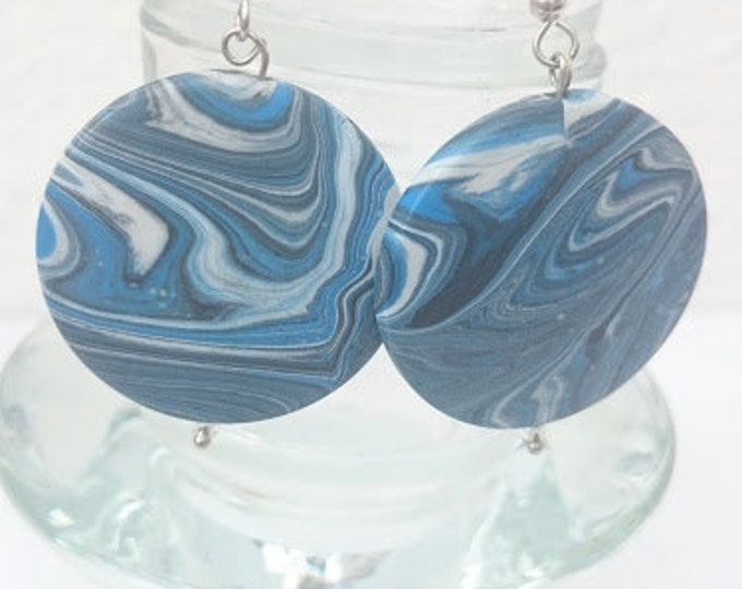 Blue marble earrings drop earrings dangle earrings boho chic gift idea gift for girl handmade jewelry handmade jewellery gift for her