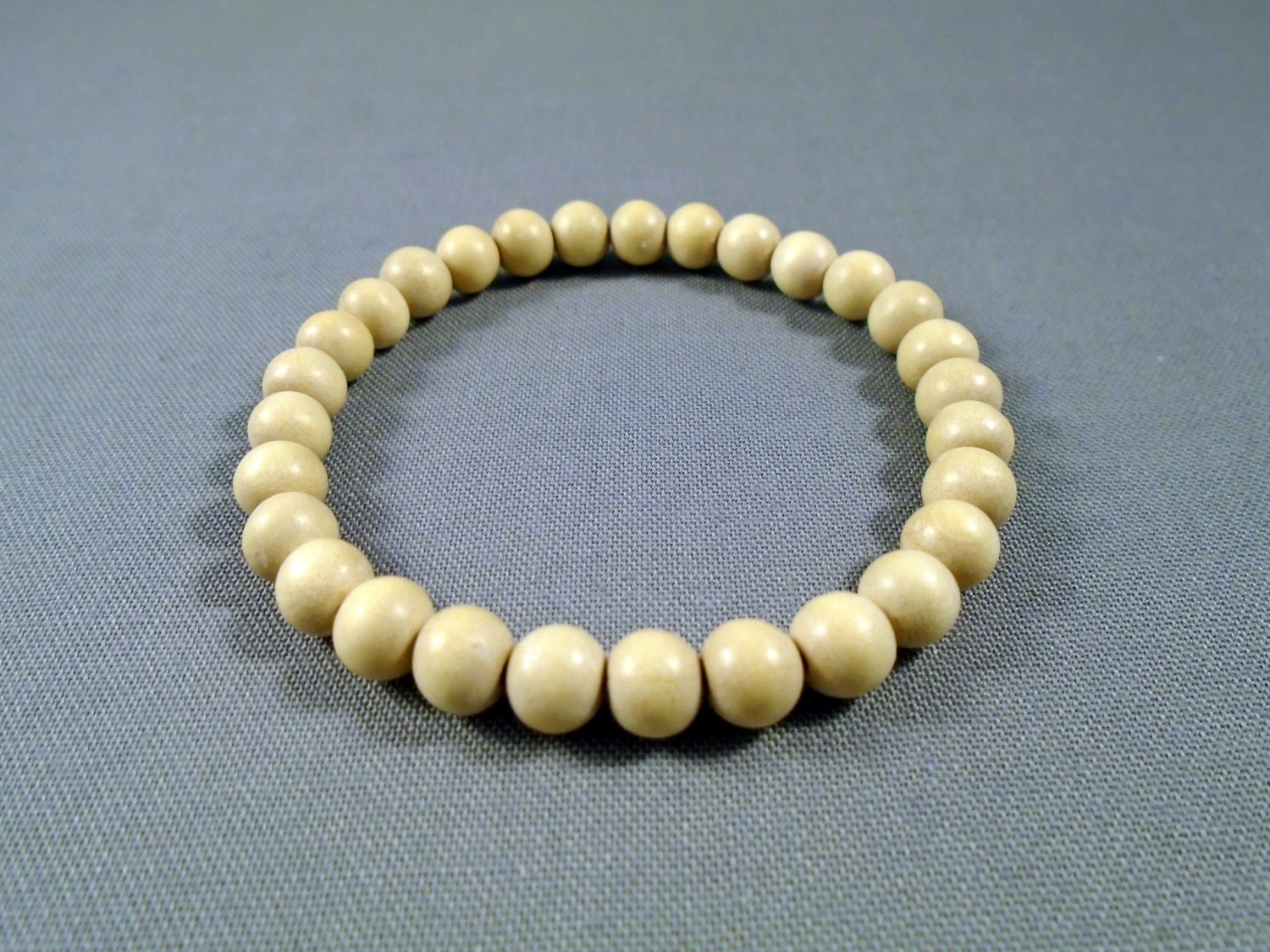 Natural White Wood Bead Bracelet White wood by LewisASJewellery