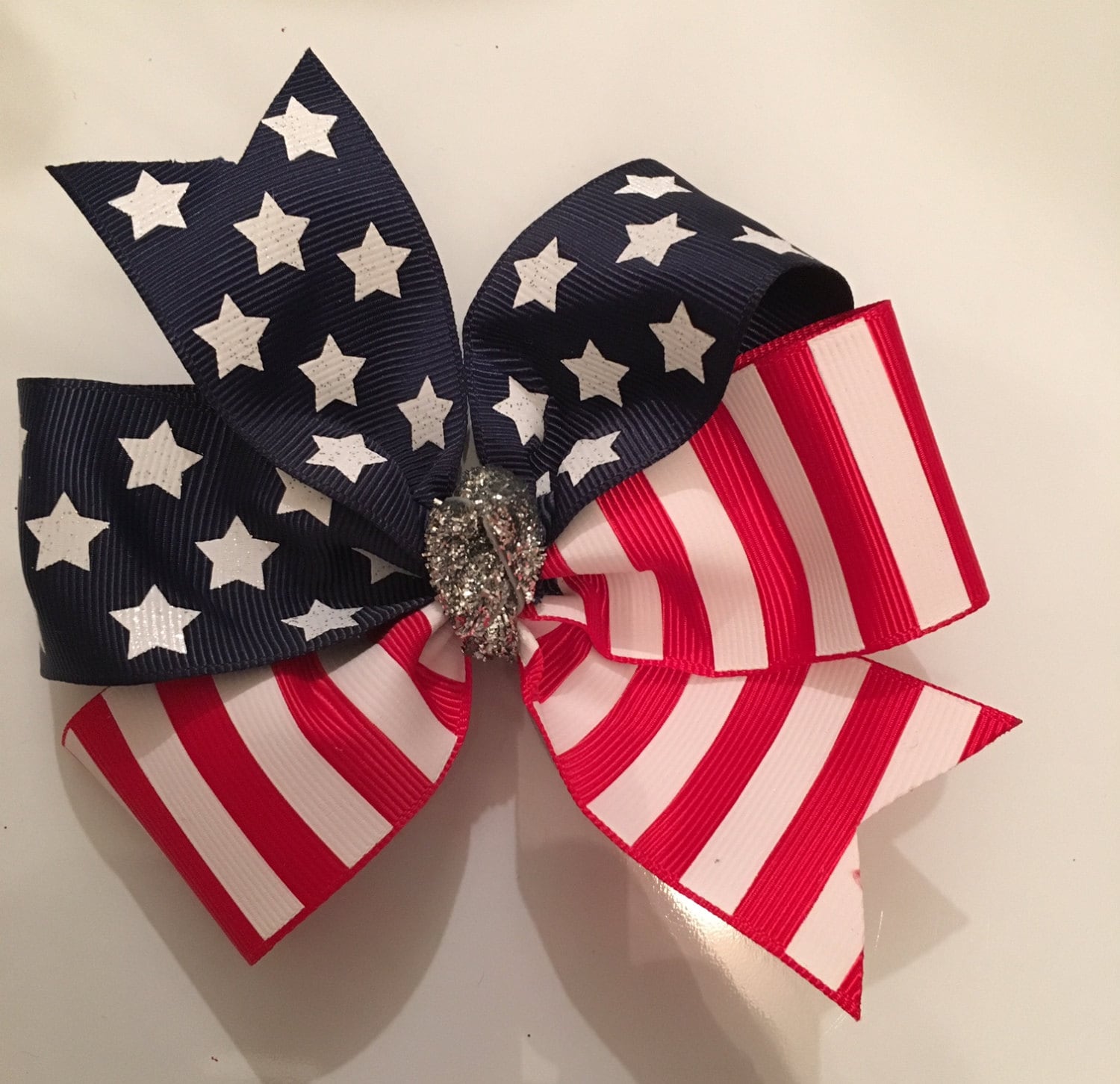Fourth of July Hair Bow July 4th Bow Stars and Stripes Bow Red
